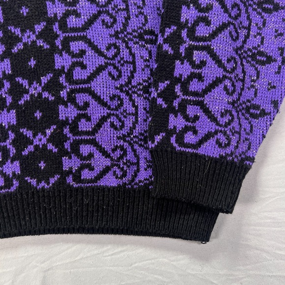 Vintage Grandma Sweater Womens Medium Purple Geometric Arielle Acrylic Knit USA - Picture 4 of 9